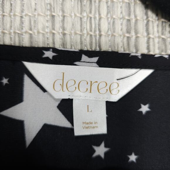 Decree Womens Size L Oh My Stars Black White Shirt Dress Roll Tab Sleeve NEW - Picture 3 of 12